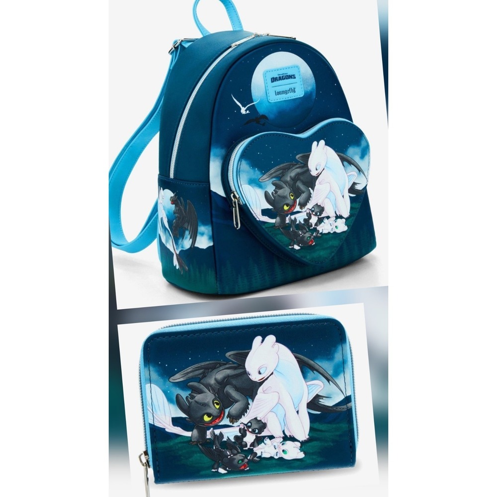 Loungefly How To Train Your Dragon Toothless & Light Fury Babies Backpack WALLET